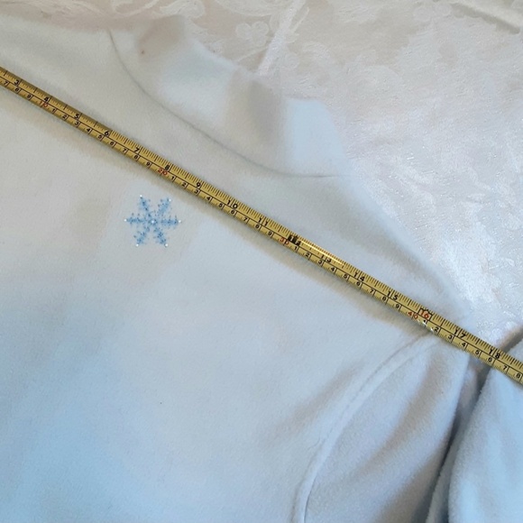 Bobbie Brooks Powder Blue Winter Snowflake Front Zip Fleece Jacket Sz M - Picture 11 of 13